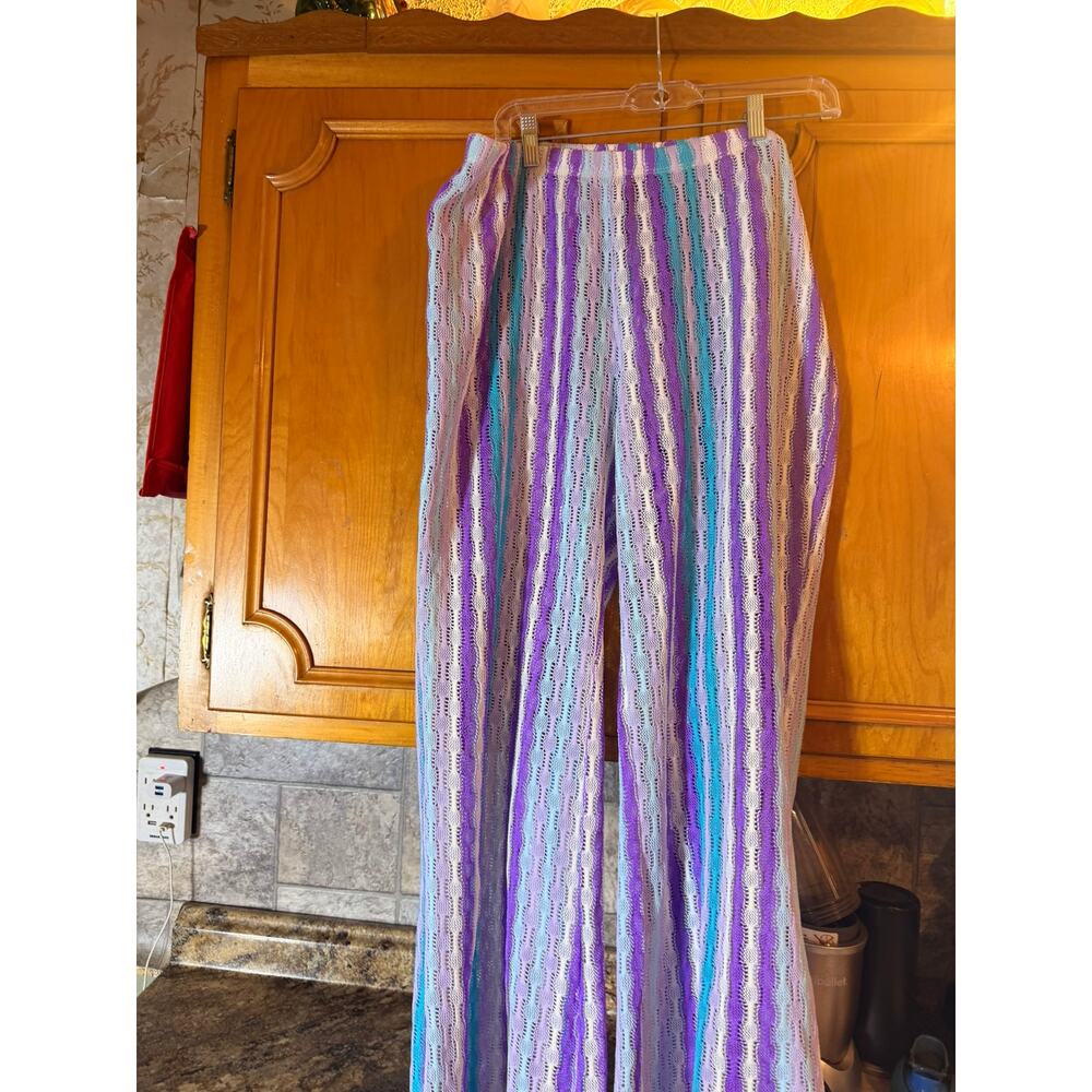 WILD FABLE purple aqua white init summer beach pants - Picture 8 of 12